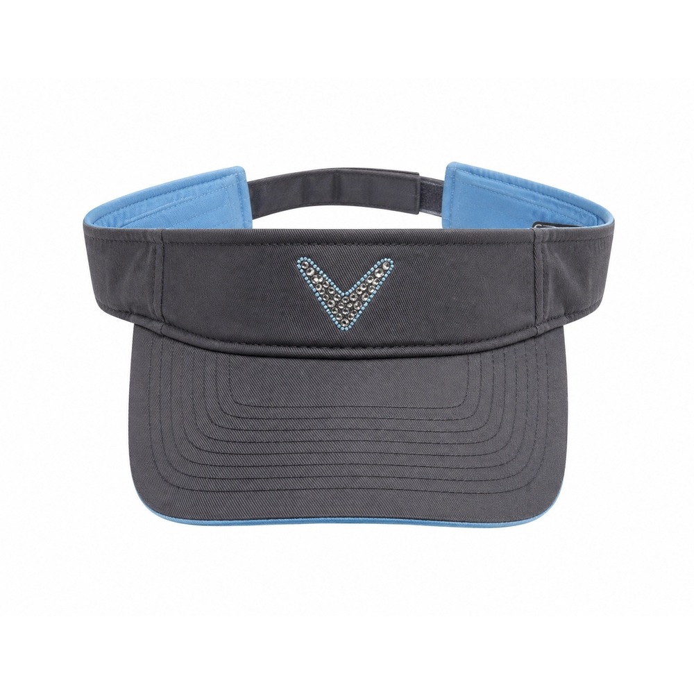 Callaway Golf Womens Visor Grey Blue Rhinestone Adjustable‎ Hat Outdoor sporty